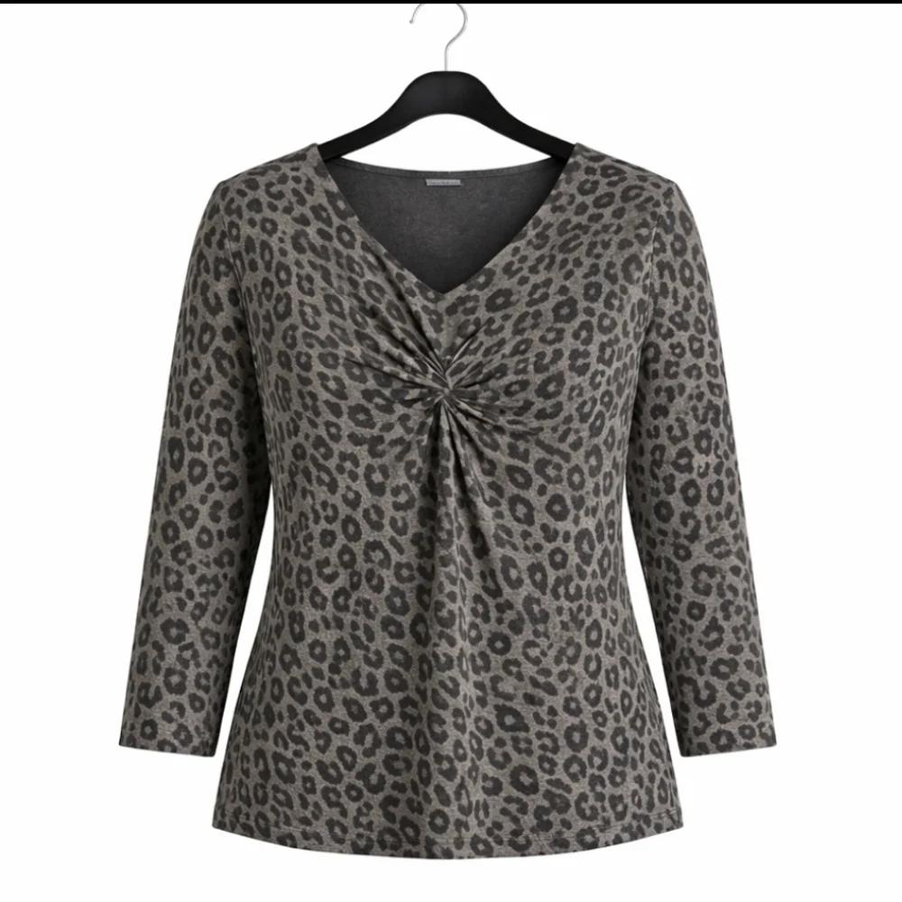 Catherine's Leopard-print Twist Knot Shirt Plus Size 2X